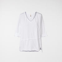 RAW CUT T-SHIRT WITH V NECKLINE