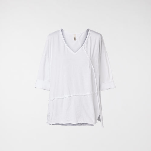 RAW CUT T-SHIRT WITH V NECKLINE