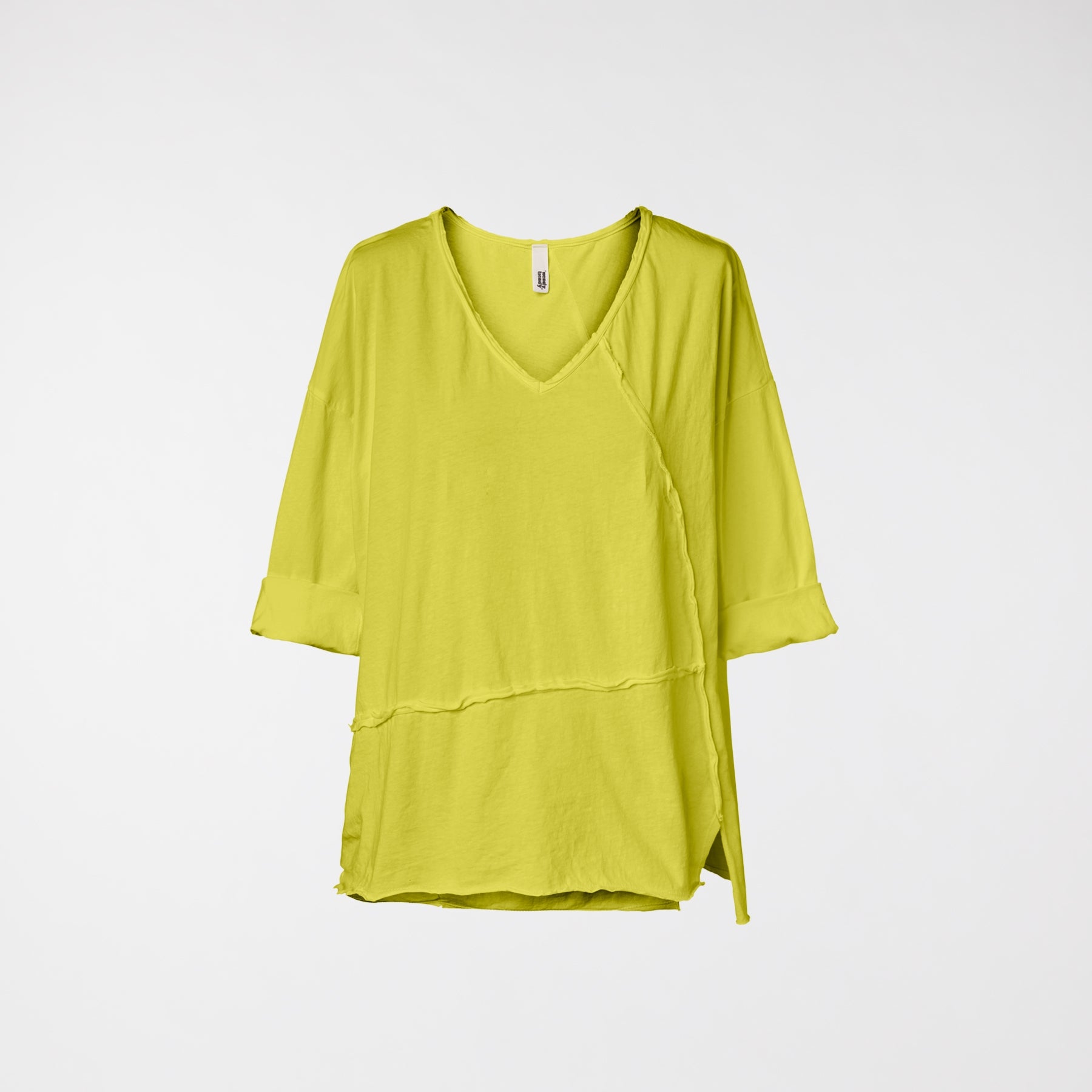 RAW CUT T-SHIRT WITH V NECKLINE