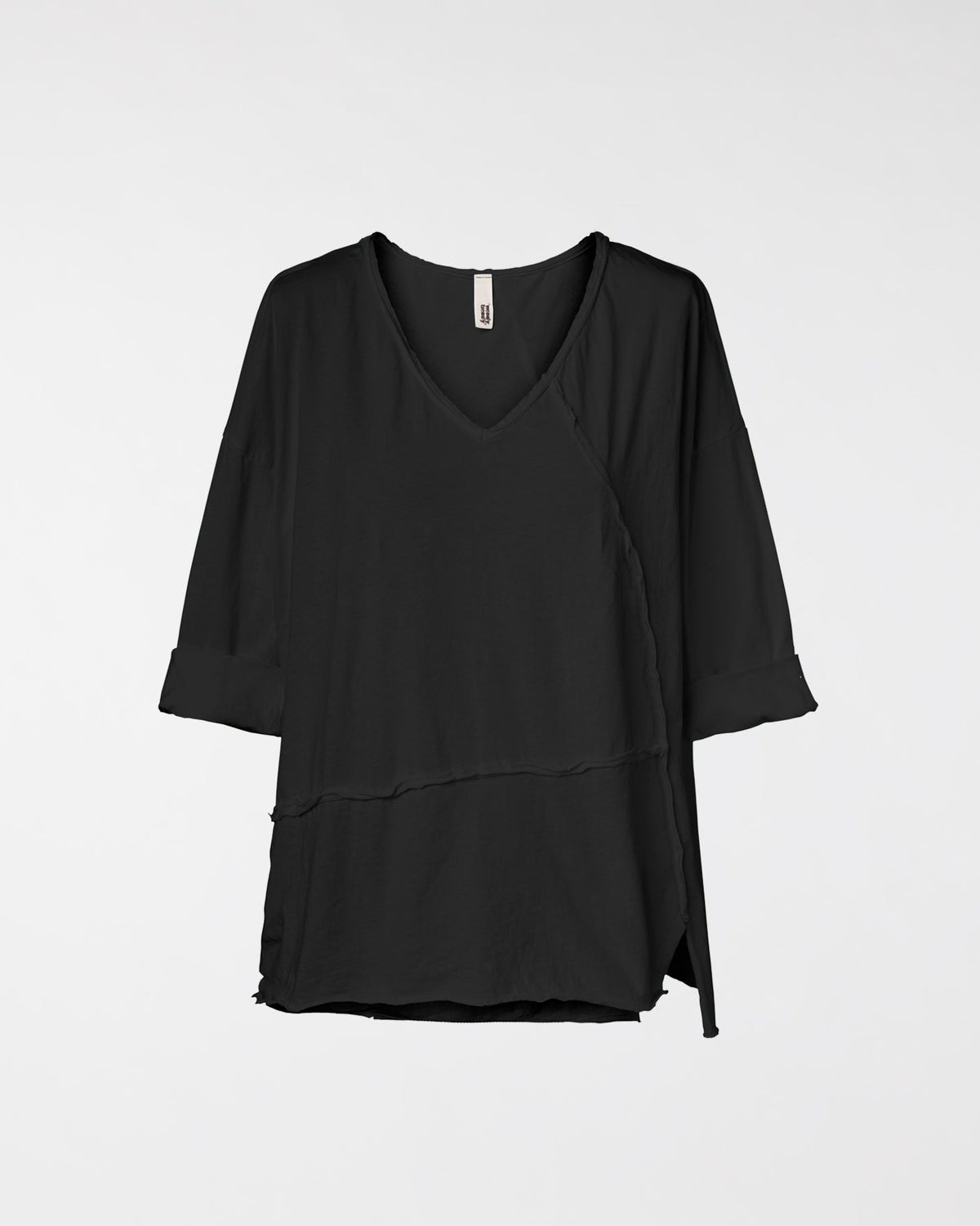 RAW CUT T-SHIRT WITH V NECKLINE