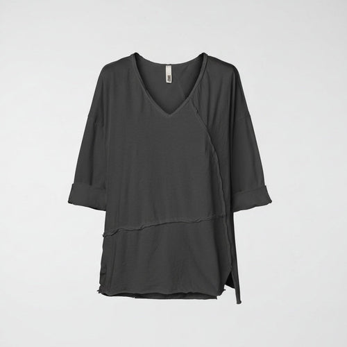 RAW CUT T-SHIRT WITH V NECKLINE