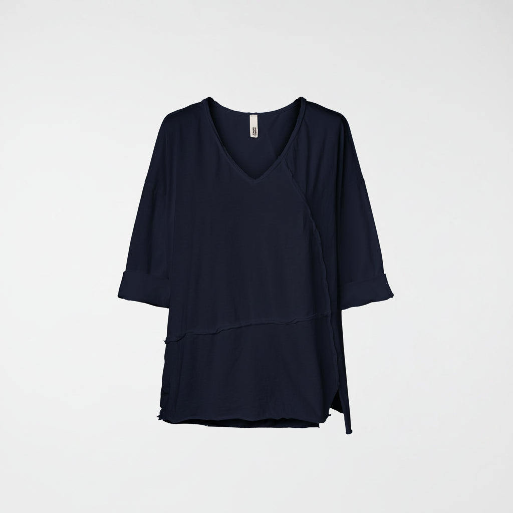 RAW CUT T-SHIRT WITH V NECKLINE