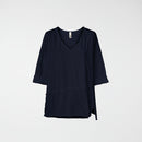 RAW CUT T-SHIRT WITH V NECKLINE