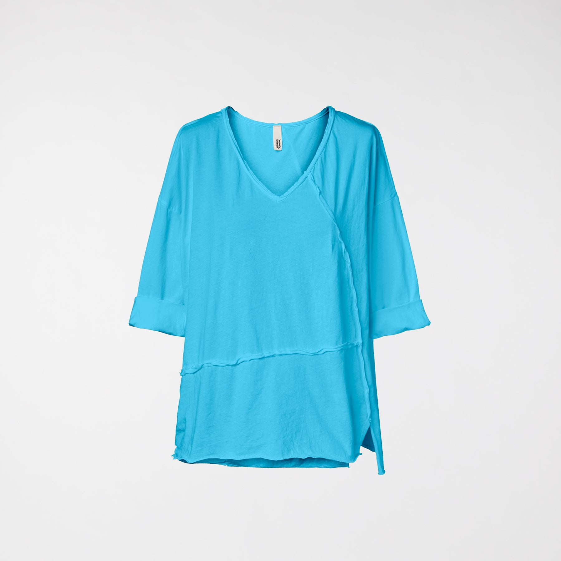 RAW CUT T-SHIRT WITH V NECKLINE