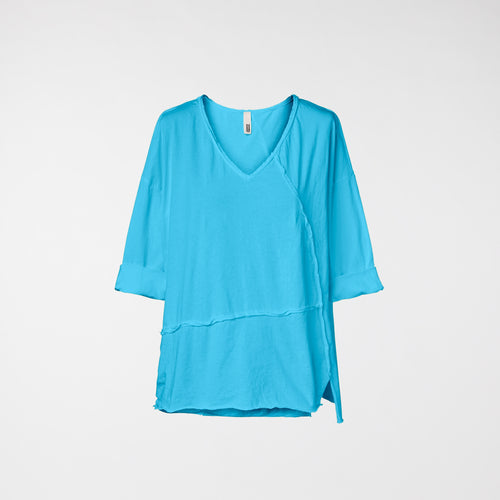 RAW CUT T-SHIRT WITH V NECKLINE