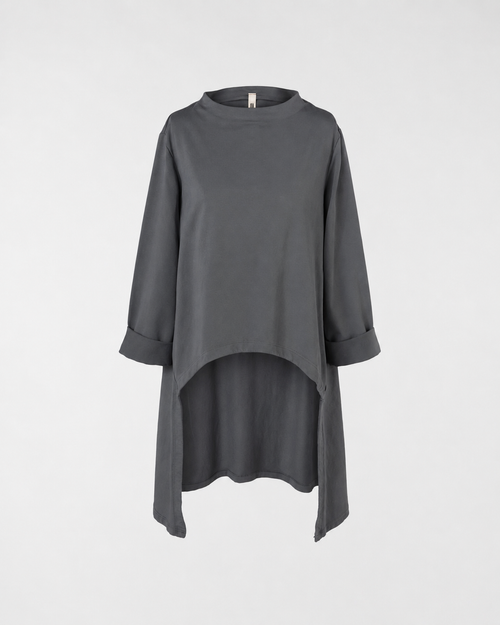 SWEATSHIRT IN STRETCH COTTON FABRIC LONGER ON THE BACK