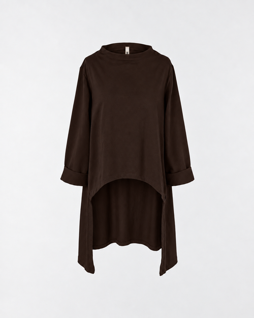 SWEATSHIRT IN STRETCH COTTON FABRIC LONGER ON THE BACK