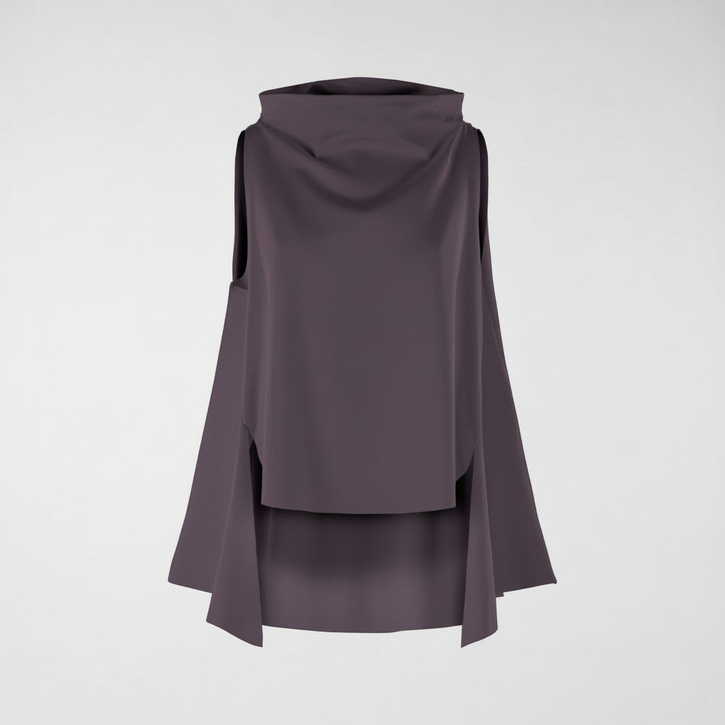 GILET ELASTICIZZATO A COLLO ALTO GRIGIO