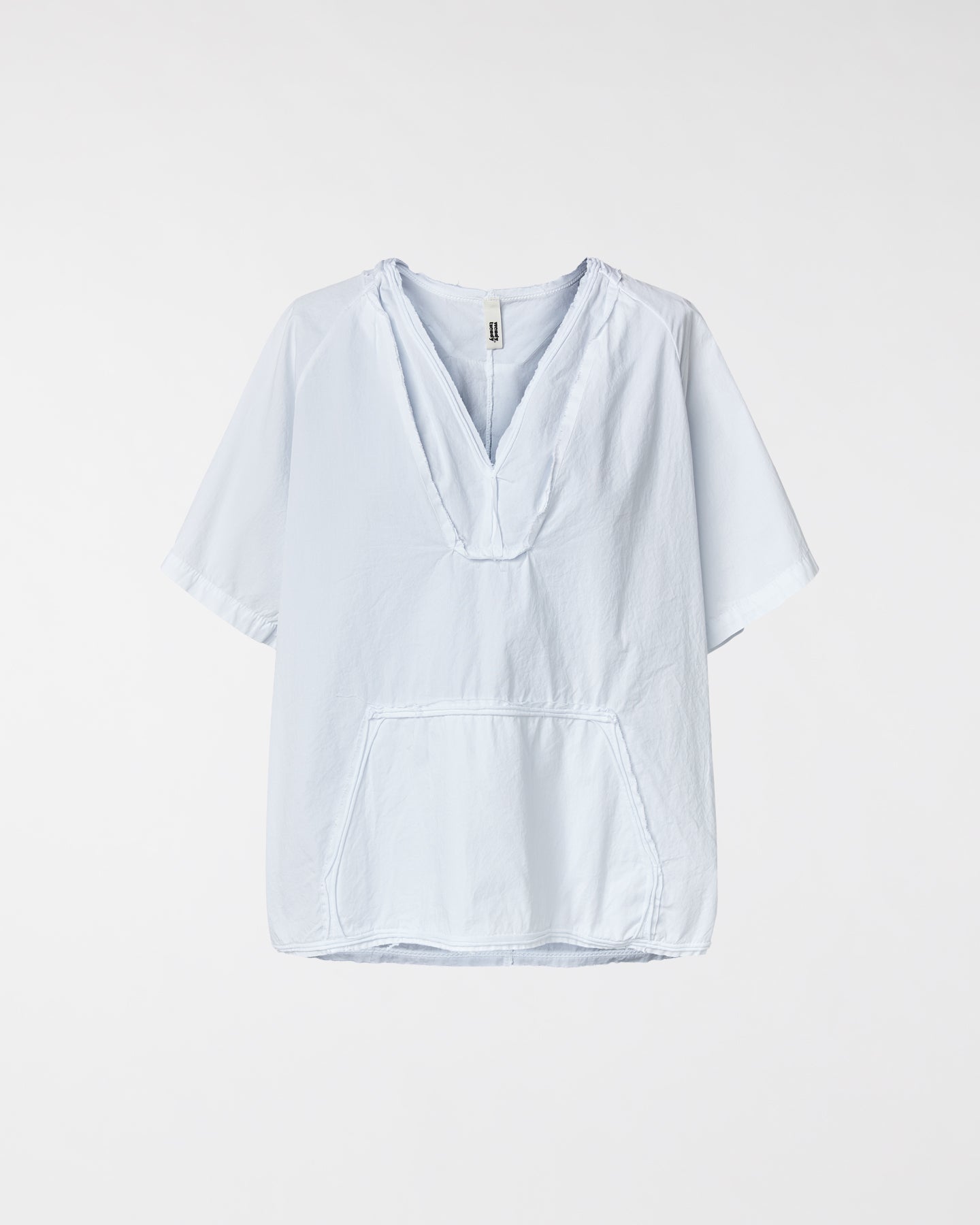 T-SHIRT AUS POPELINE-BAUMWOLLE MIT V-AUSSCHNITT