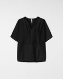 T-SHIRT AUS POPELINE-BAUMWOLLE MIT V-AUSSCHNITT