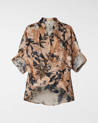 BLUSA CON ESTAMPA DE OTOÑO Y CUELLO DE ESCALERA