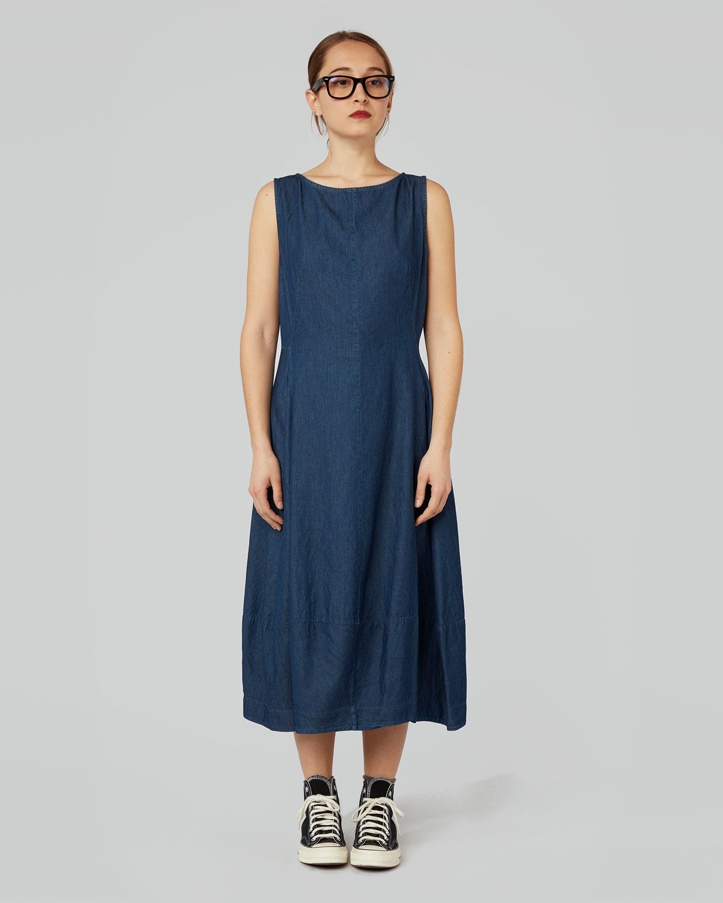 SLIM FIT DRESS IN DENIM COTTON FABRIC