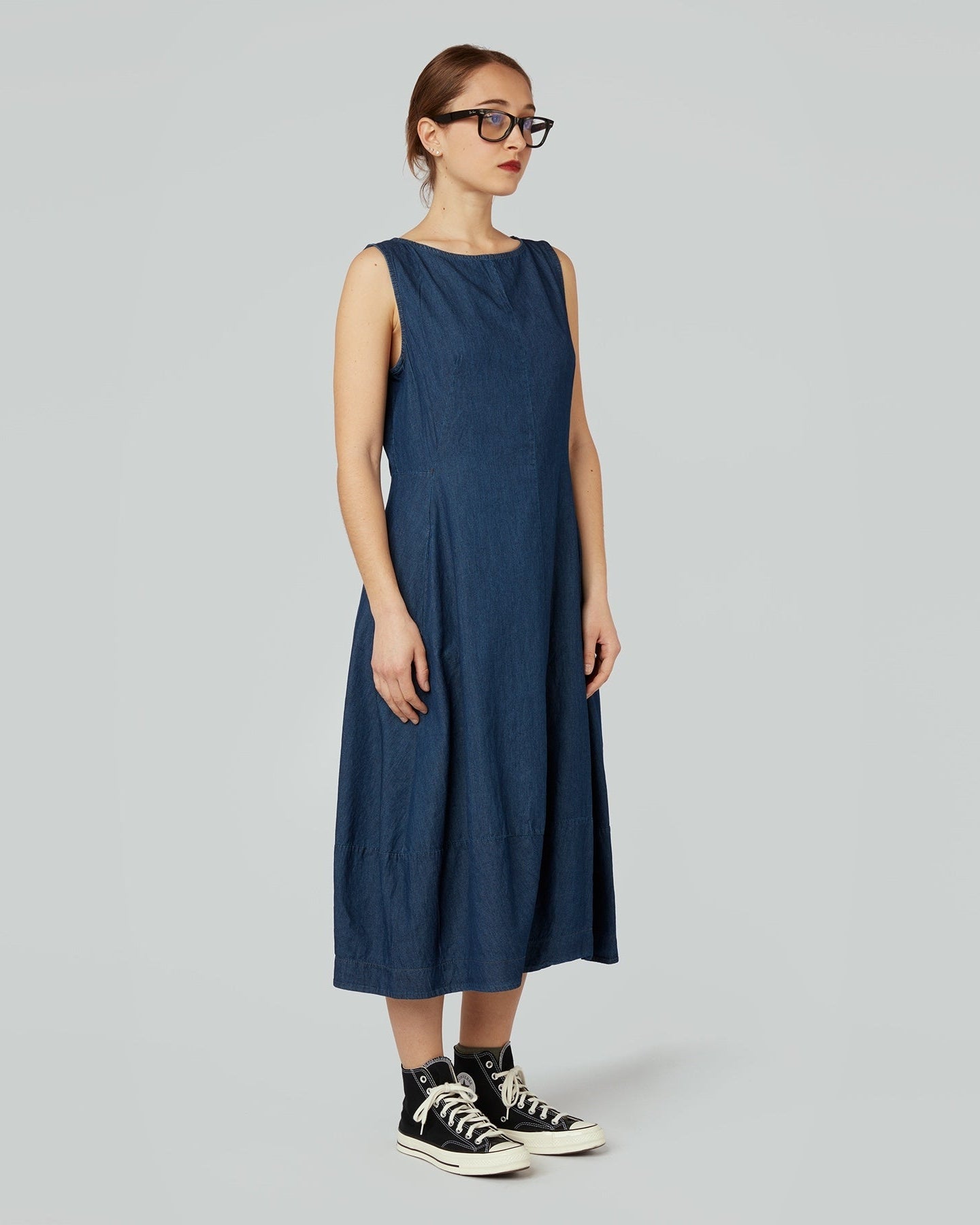 SLIM FIT DRESS IN DENIM COTTON FABRIC