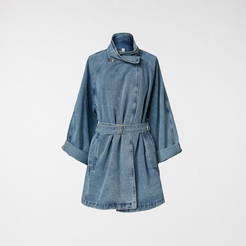 CHAQUETA DENIM CON CINTURÓN