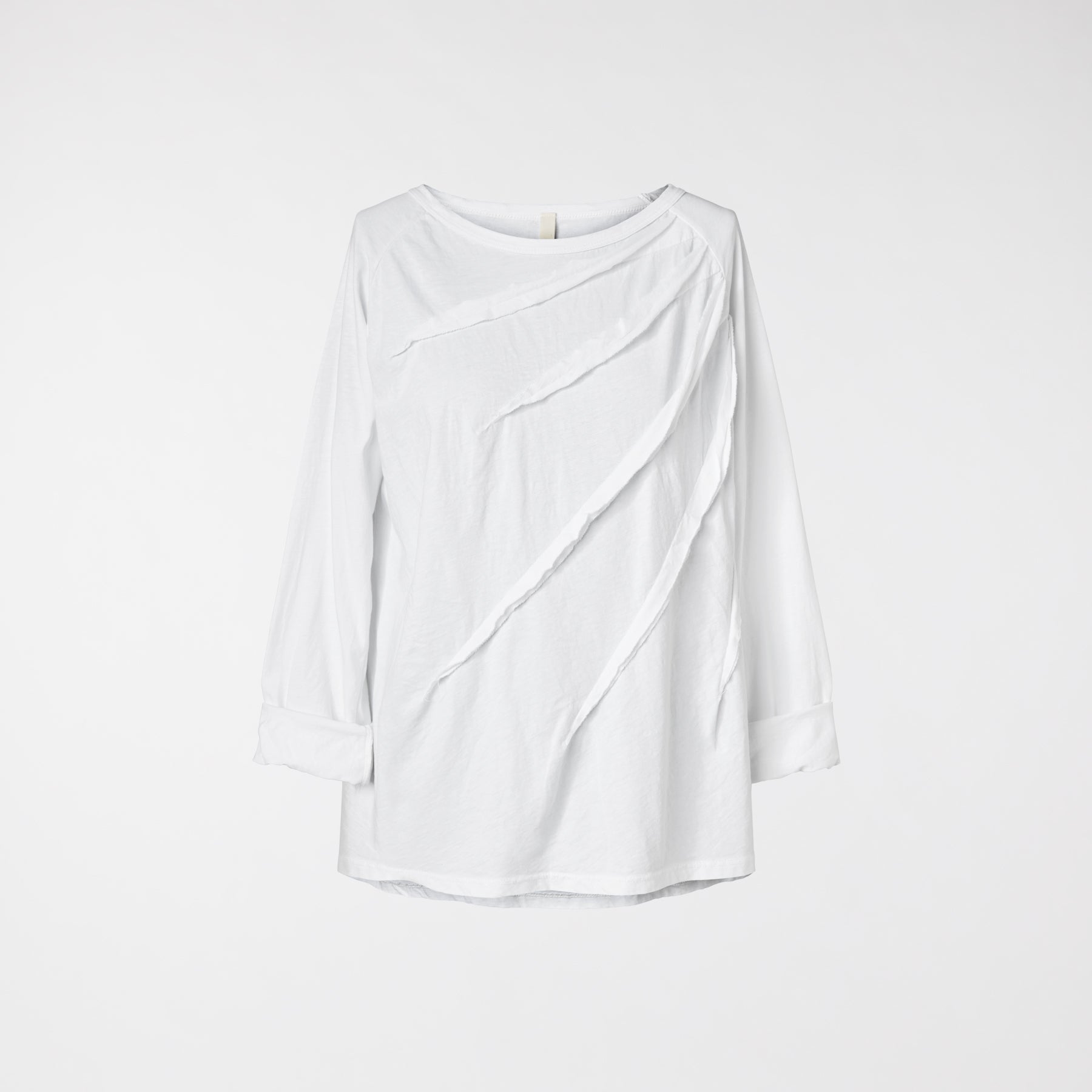 KOSZULKA ZE SZWAMI Z BAWEŁNIANEJ MATERIAŁU JERSEY