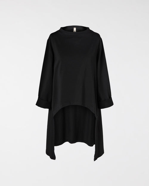 SWEATSHIRT IN STRETCH COTTON FABRIC LONGER ON THE BACK
