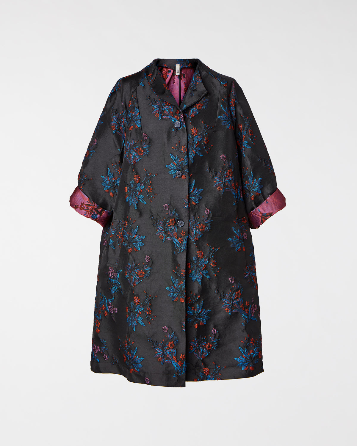 ABRIGO JACQUARD FLORACIÓN DE MEDIANOCHE