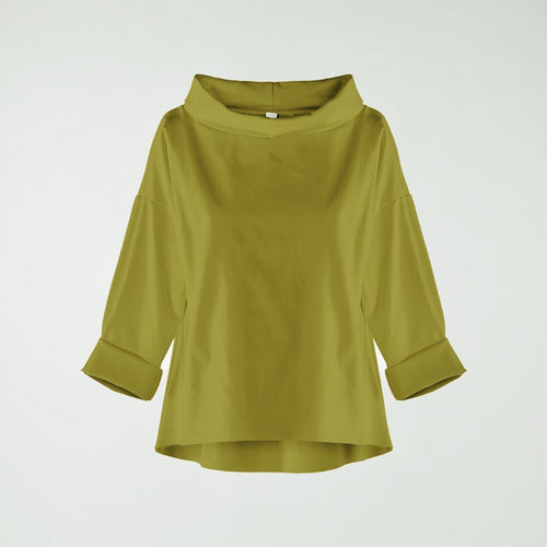 TURN-UP NECK SWEATER IN PUNTO MILANO FABRIC