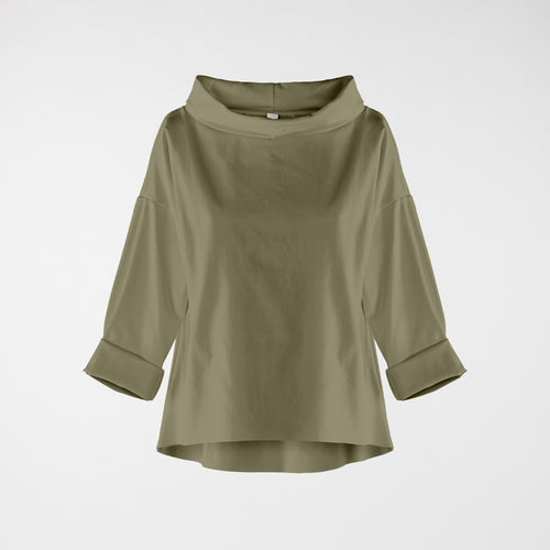TURN-UP NECK SWEATER IN PUNTO MILANO FABRIC
