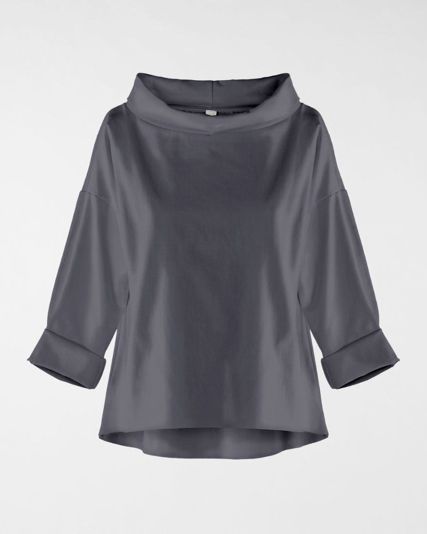 TURN-UP NECK SWEATER IN PUNTO MILANO FABRIC