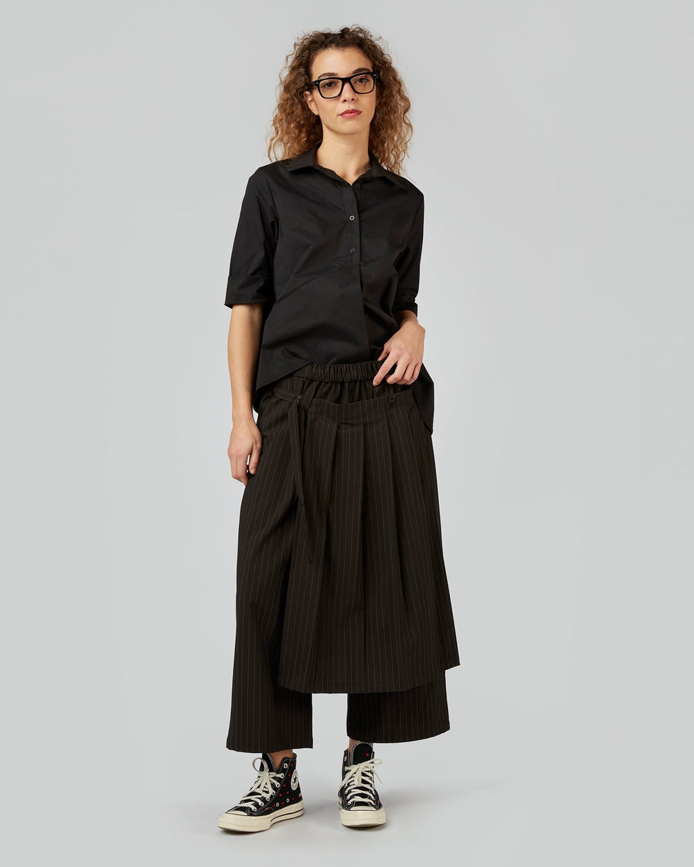 PANTALONI EFFETTO PAREO IN TESSUTO GESSATO