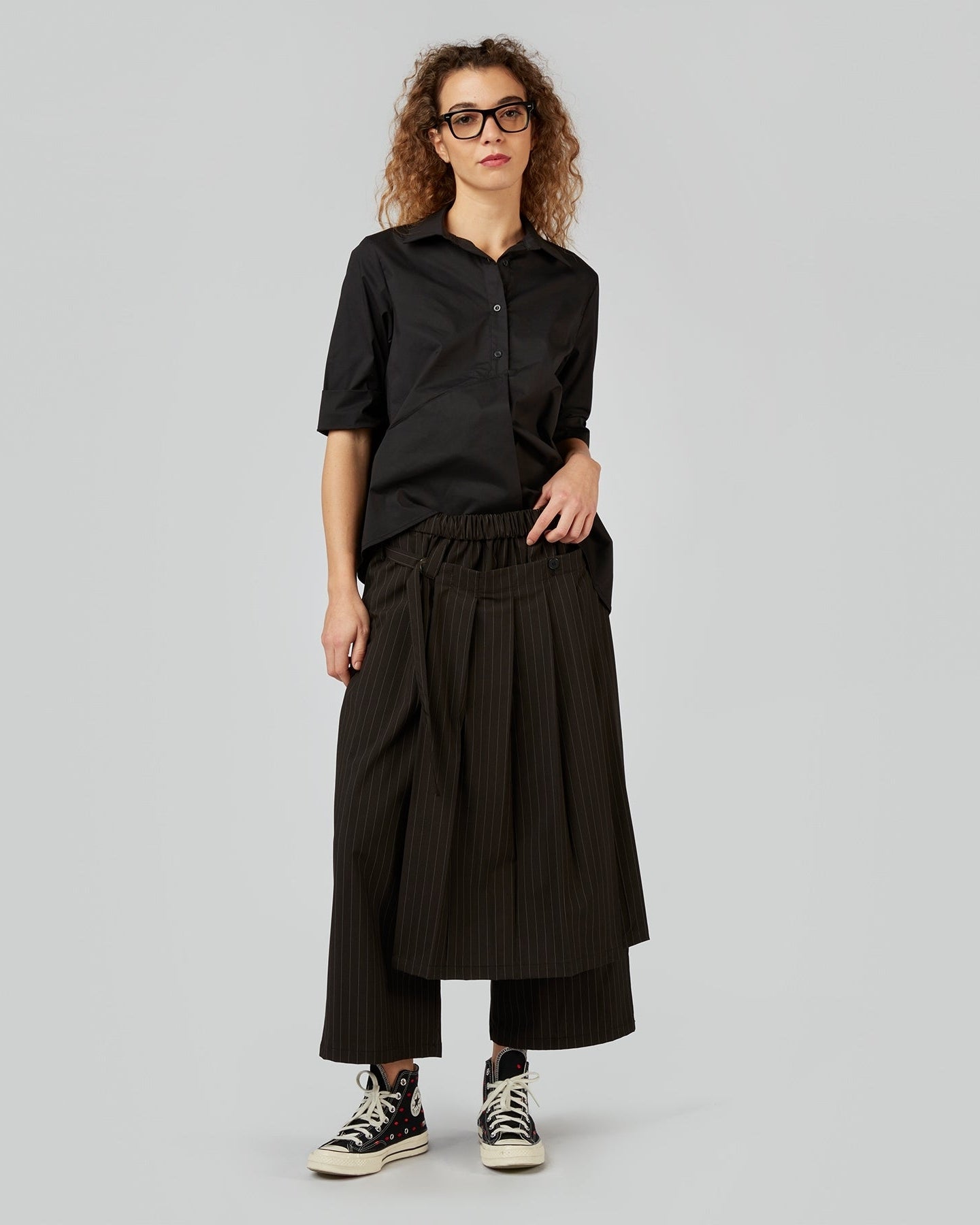 PANTALONI EFFETTO PAREO IN TESSUTO GESSATO
