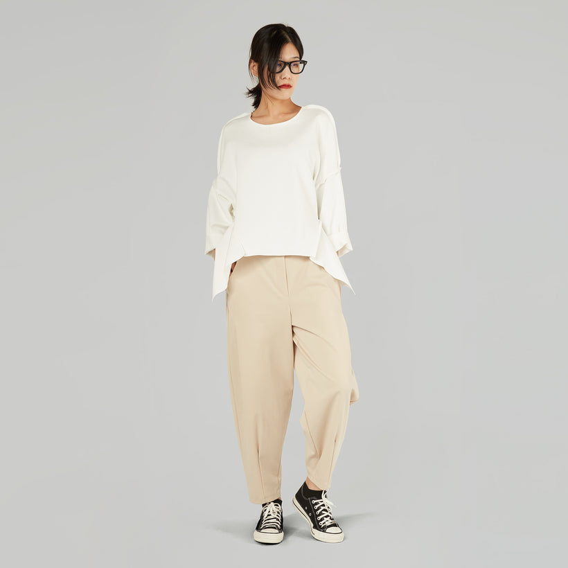 SWEATSHIRT MIT SEITLICHEN SPITZEN EINSÄTZEN AUS BAUMWOLLMISCHUNG