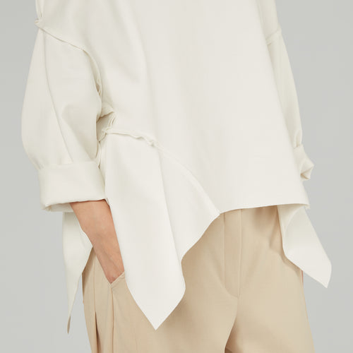 SWEATSHIRT WITH SIDE POINTED INSERTS IN COTTON BLEND