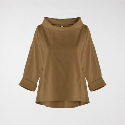 TURN-UP NECK SWEATER IN PUNTO MILANO FABRIC