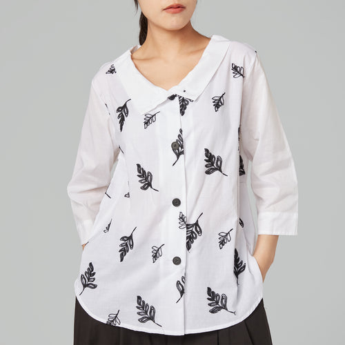 SHIRT WITH LEAVES EMBROIDERY