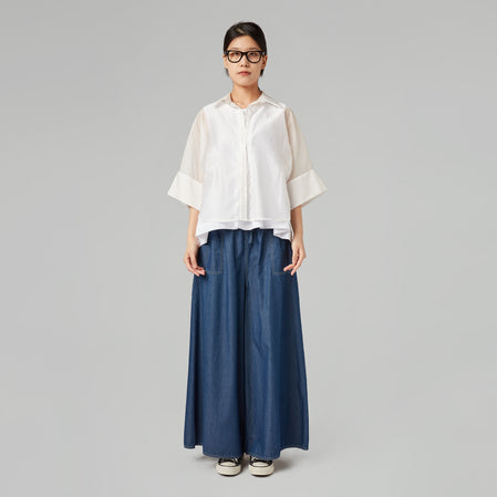 CROP FIT SEMI-SHEER SHIRT OFF WHITE