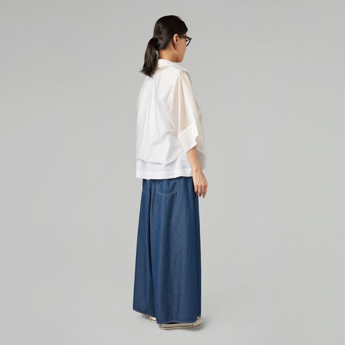 CROP FIT SEMI-SHEER SHIRT WHITE