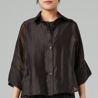 CROP FIT SEMI-SHEER SHIRT BLACK