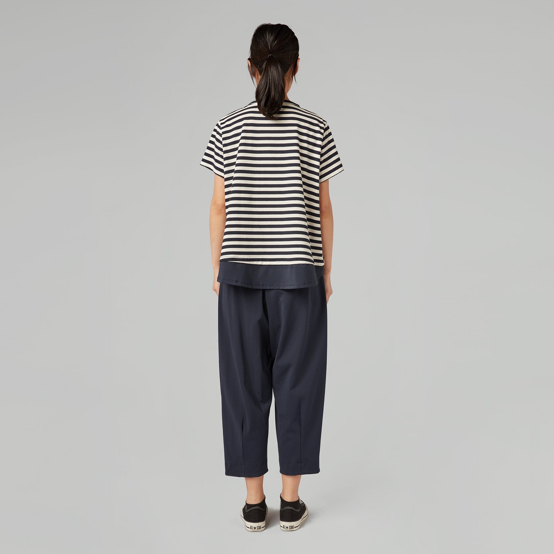 STRIPED T-SHIRT WITH FLOUNCE