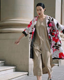 KURTKA KIMONO W KWIATY W KOLORZE PASTELOWYM