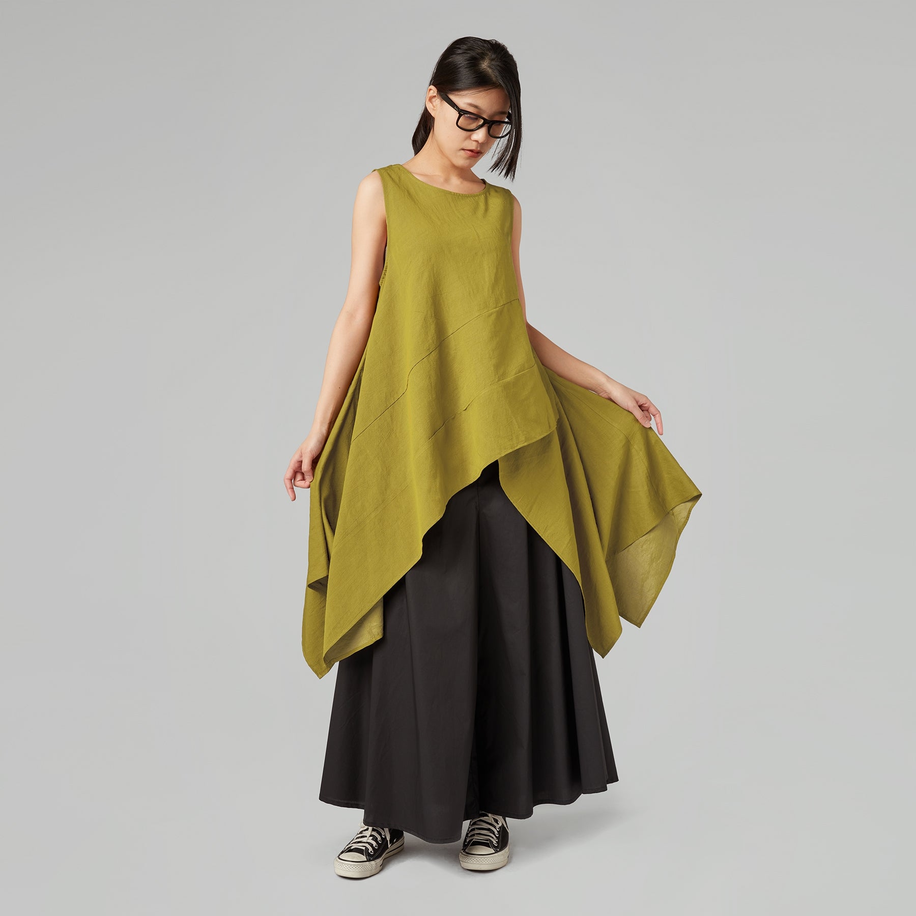 FLARED LINE TROUSERS IN POPLIN COTTON FABRIC