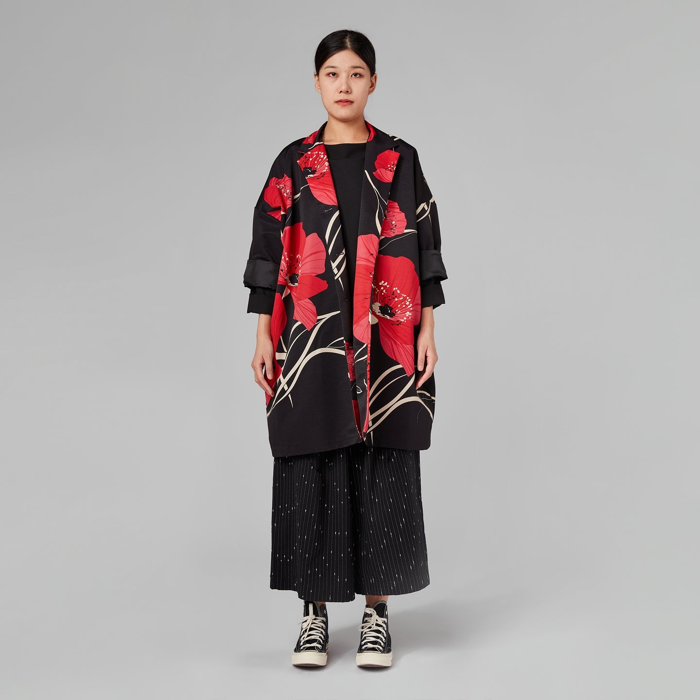 GIACCA KIMONO CON PAPAVERO