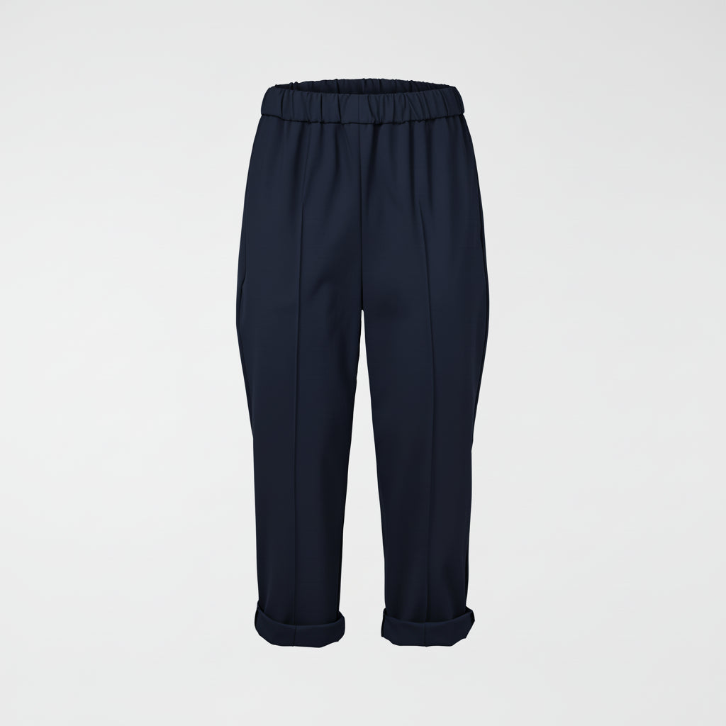 STRAIGHT FIT TROUSERS IN MILAN STITCH FABRIC