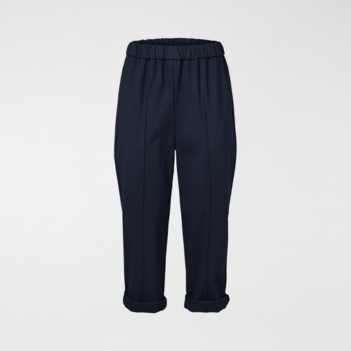 STRAIGHT FIT TROUSERS IN MILAN STITCH FABRIC
