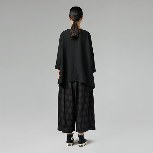 POLKA DOTS TROUSERS IN COTTON FABRIC BLACK