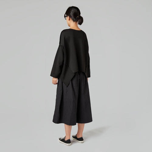 SWEATSHIRT WITH SIDE POINTED INSERTS IN COTTON BLEND BLACK