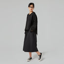 SWEATSHIRT WITH SIDE POINTED INSERTS IN COTTON BLEND BLACK