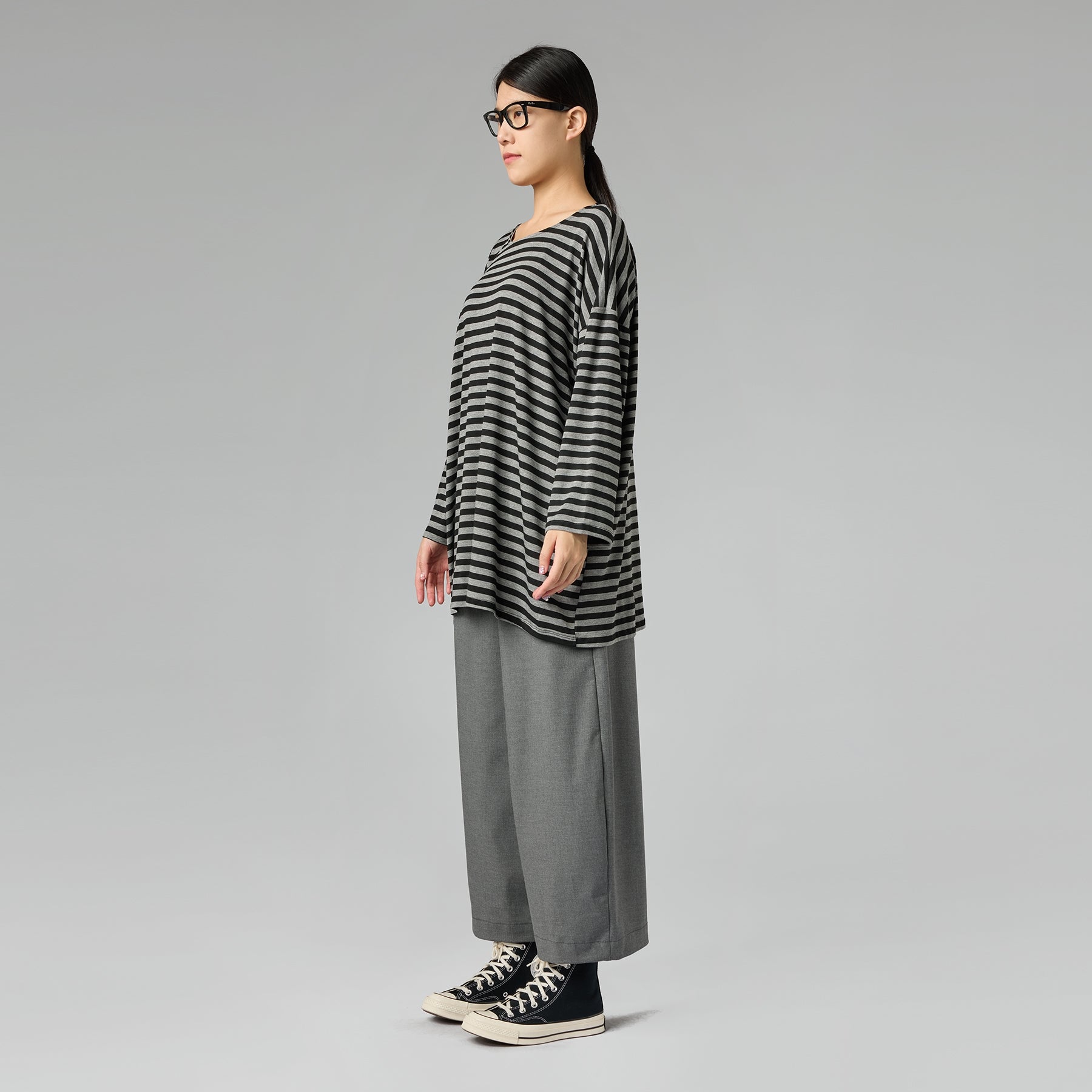 WIDE TROUSERS WITH ELASTIC BAND BLACK
