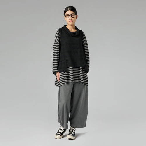 WIDE TROUSERS WITH ELASTIC BAND BLACK