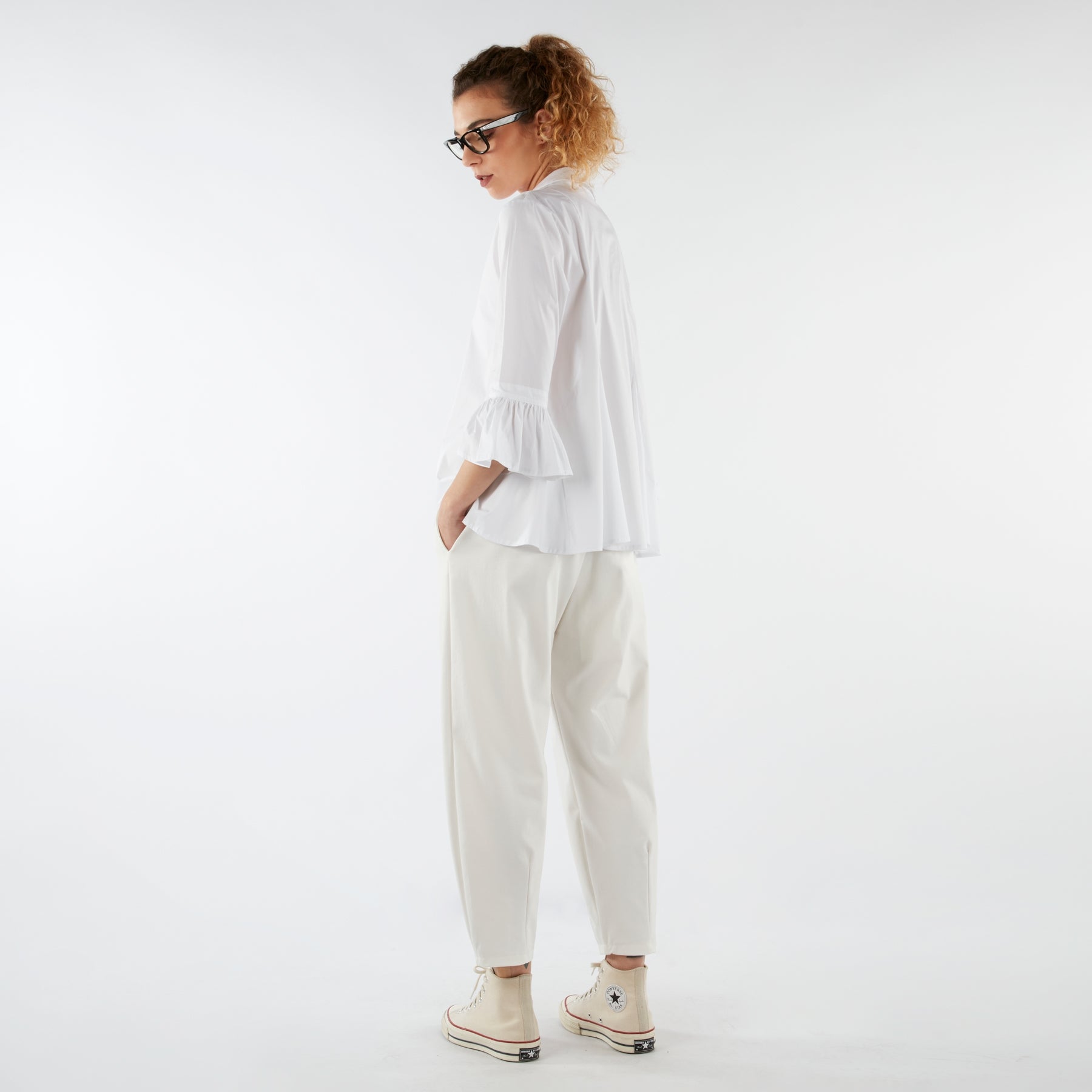 PANTALON À pliures aux chevilles ROUGE