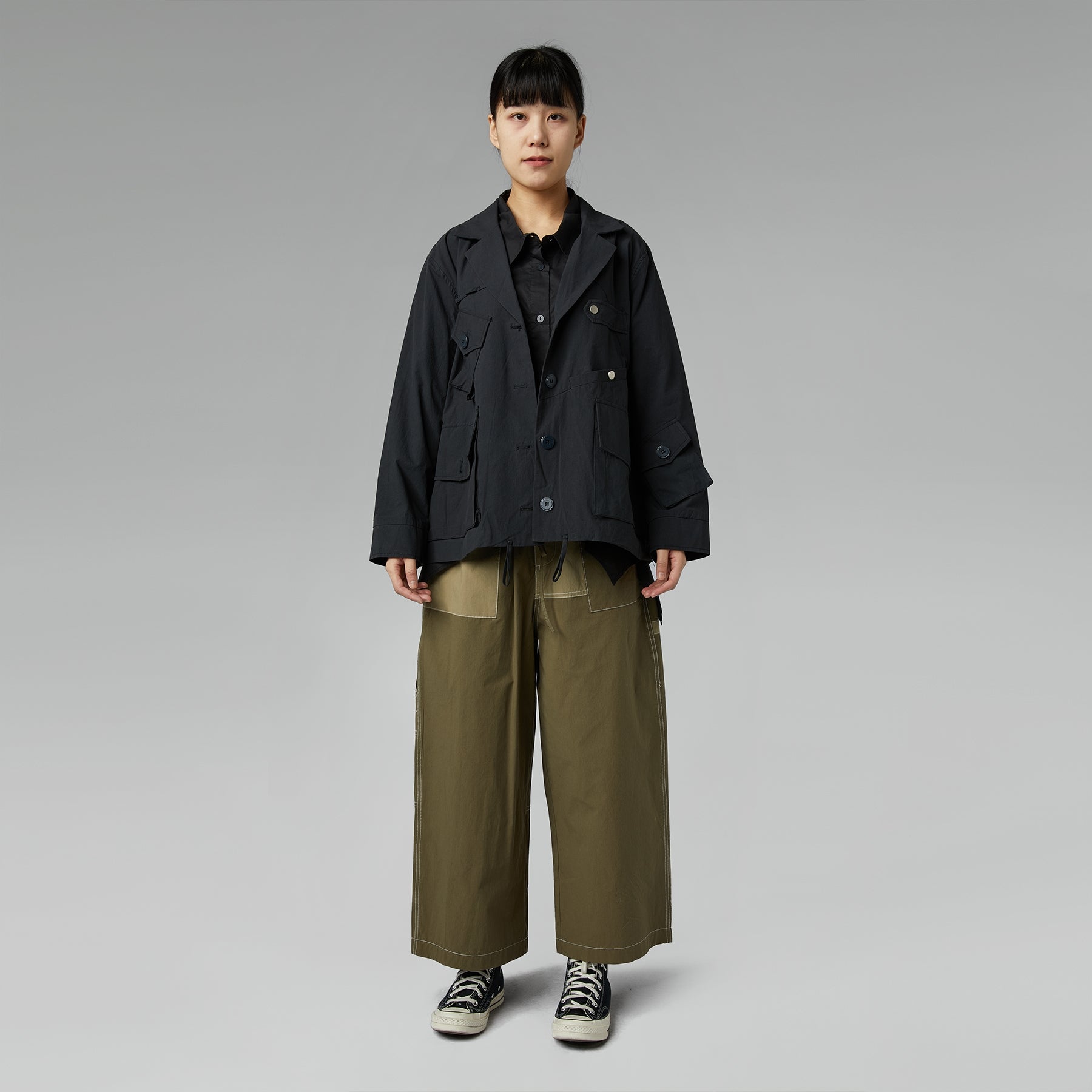 Chemise asymétrique en coton noir