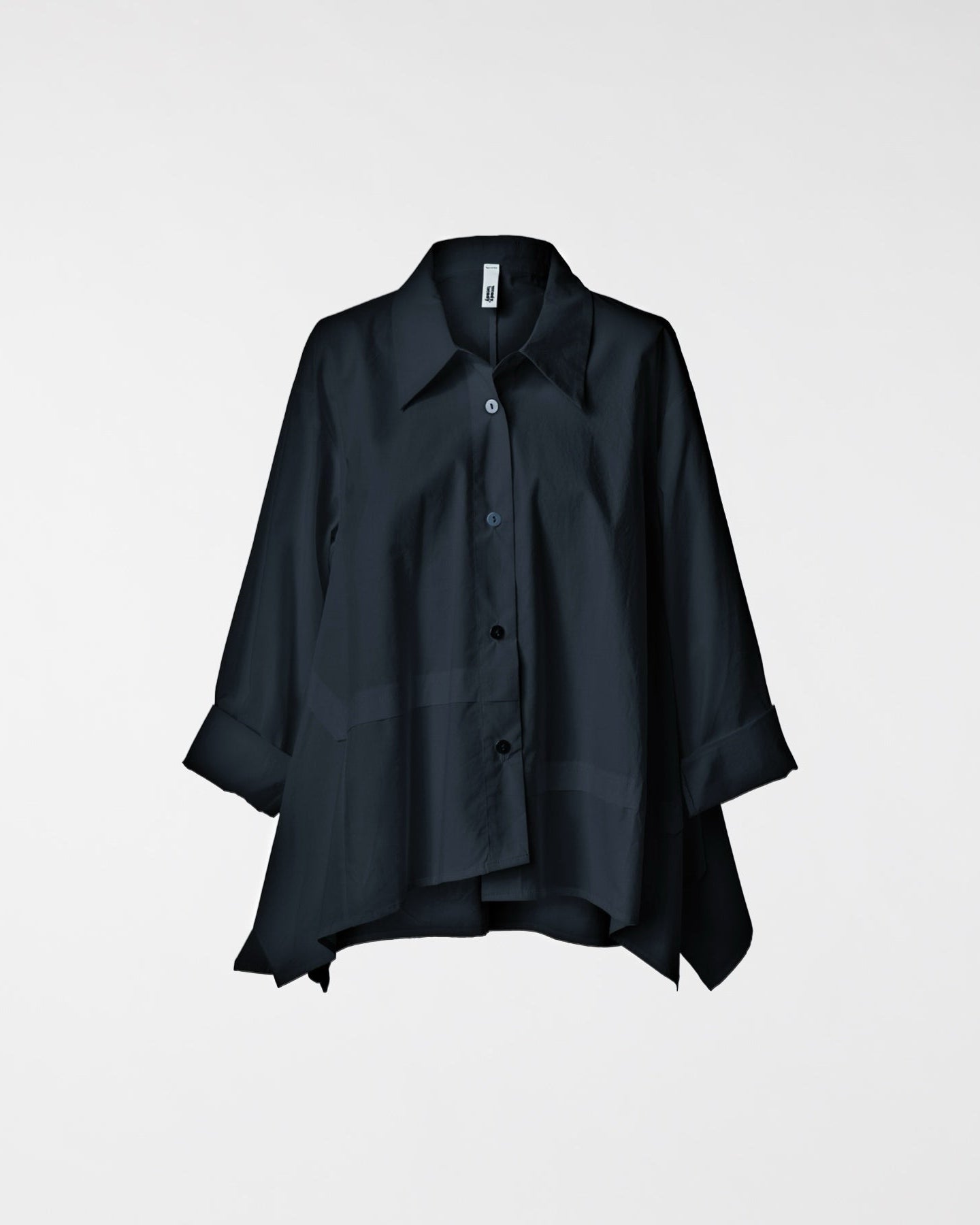 CAMICIA ASIMMETRICA IN TESSUTO DI COTONE BLU