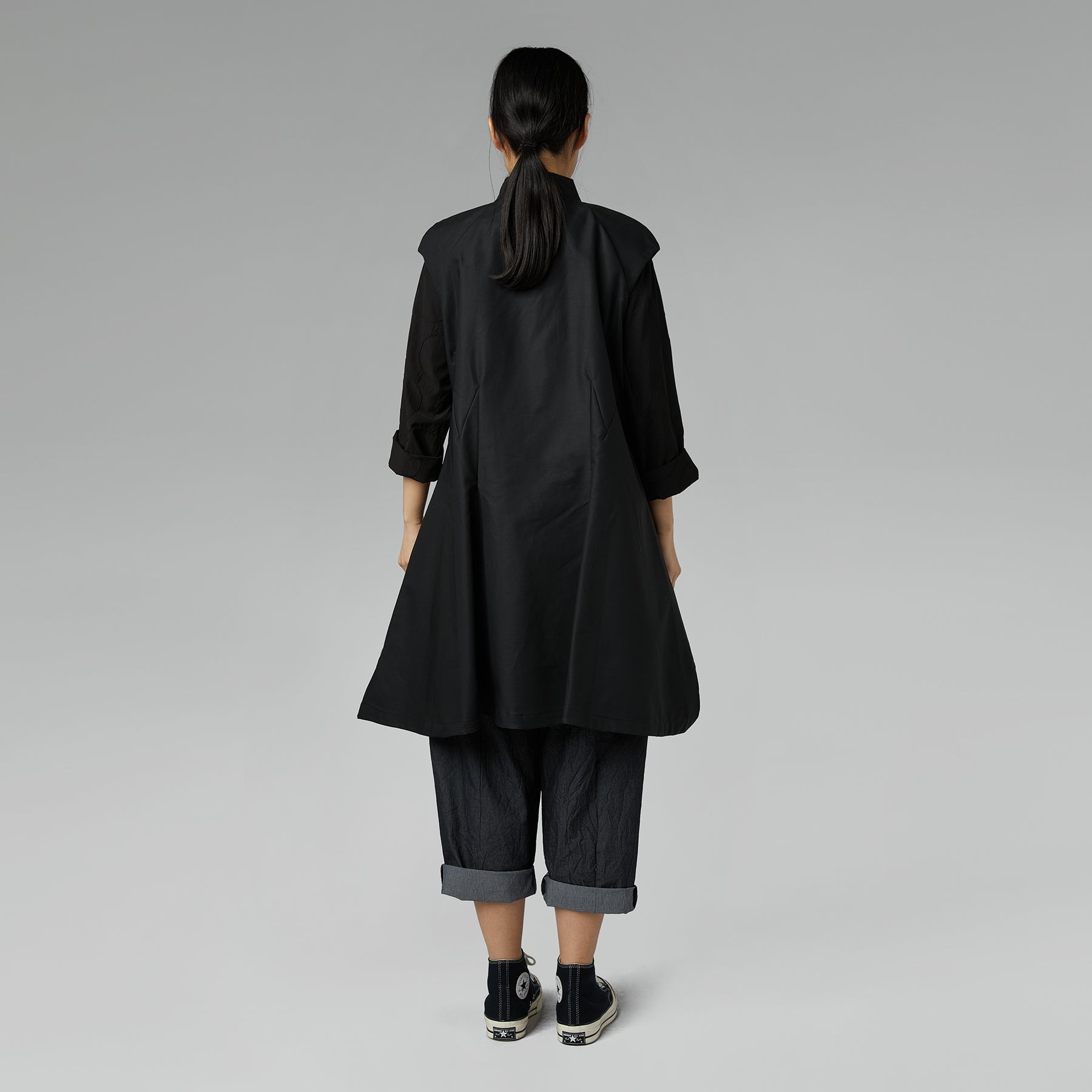 VEST IN COTTON FABRIC WITH ZIP BLACK