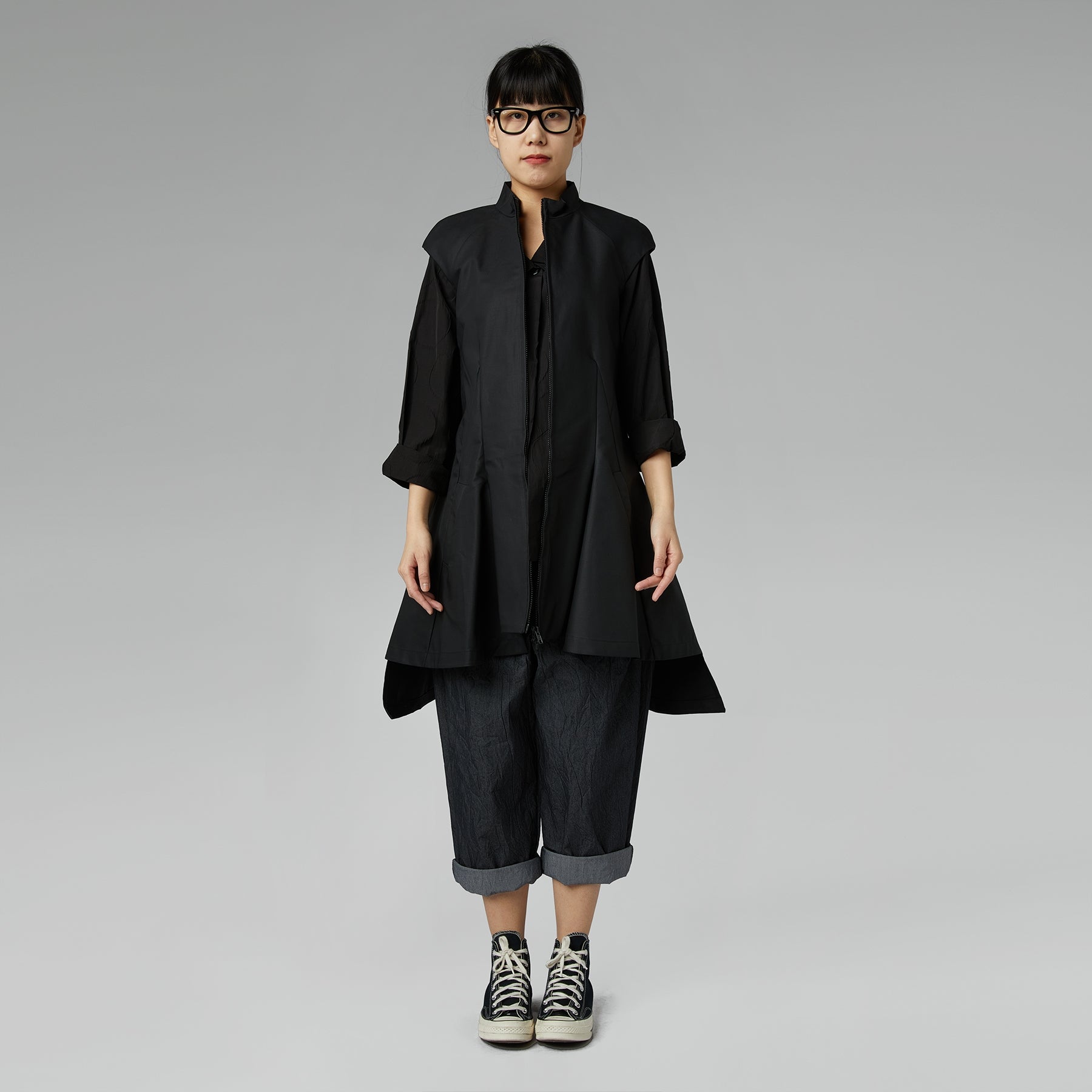 VEST IN COTTON FABRIC WITH ZIP BLACK