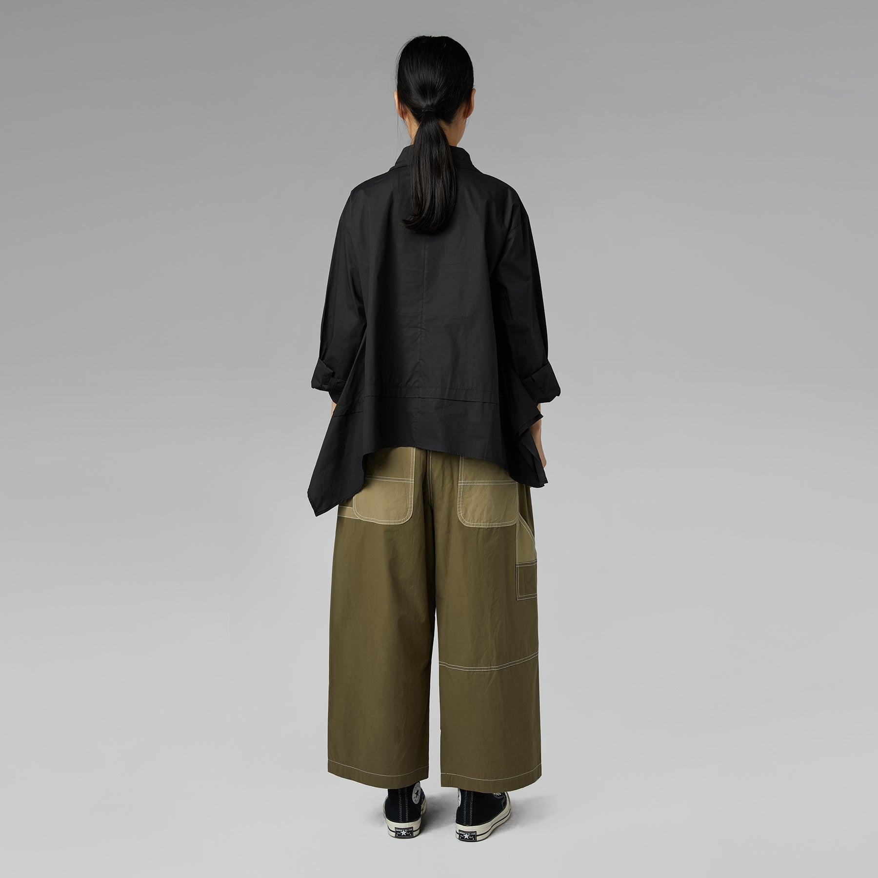 ASYMMETRIC SHIRT IN COTTON FABRIC BLUE